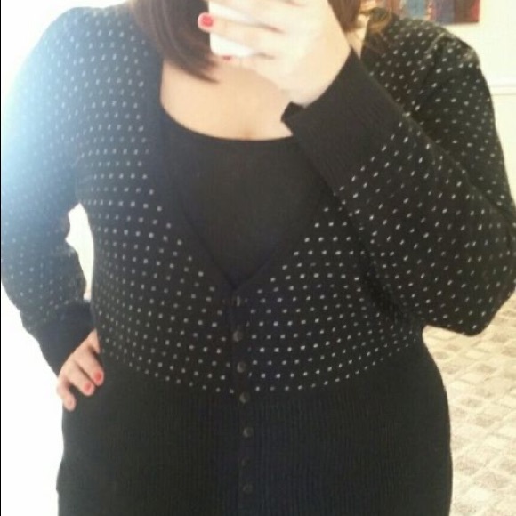 Lane Bryant polka dot black & white cardigan with buttons size 18 / 20 = 2X - Picture 4 of 11
